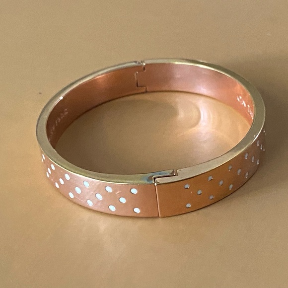 Kate Spade New York Authentic “On The Dot”White Polka Dots, Gold Brangle - Picture 9 of 12